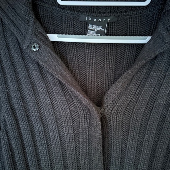 VINCE CHUNKY RIBBED LONG WOOL CHARCOAL GRAY CARDIGAN - S - Picture 6 of 7